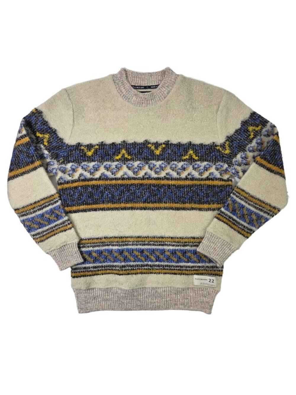 Scotch & Soda Wool Blend Sweater S Ski Grandpa Crown Fair Isle Granola Preppy